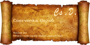 Cservenka Dezső névjegykártya