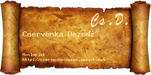 Cservenka Dezső névjegykártya